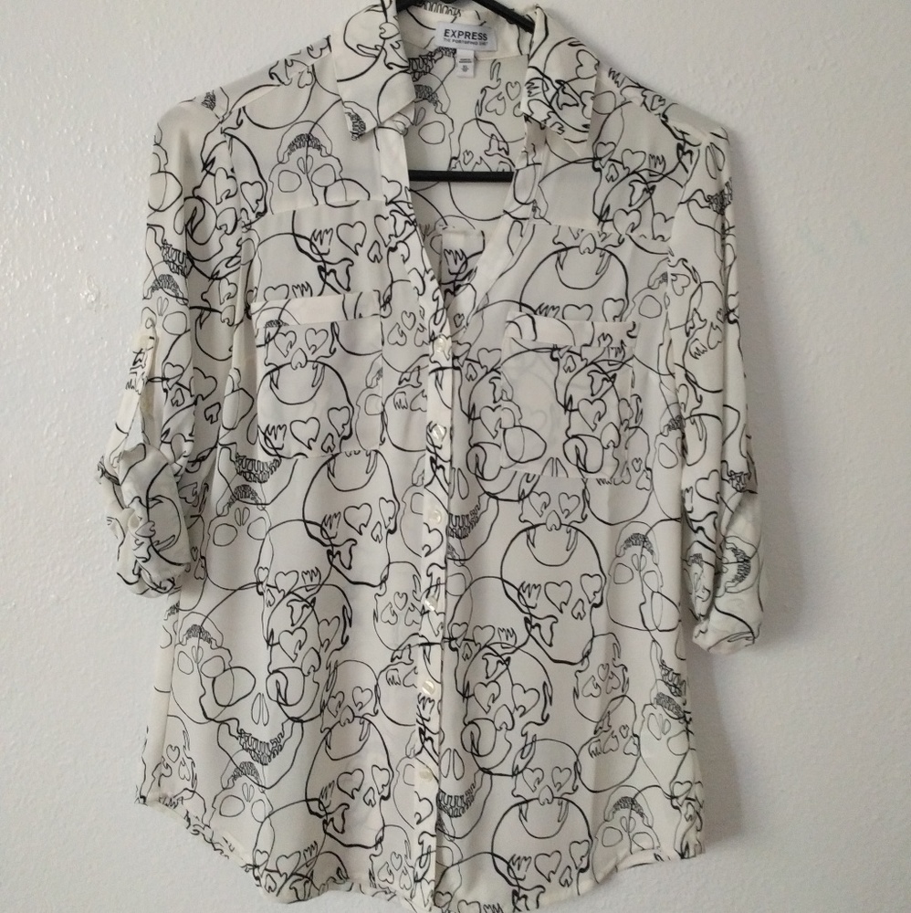 Express Portofino Button Down Skull Shirt